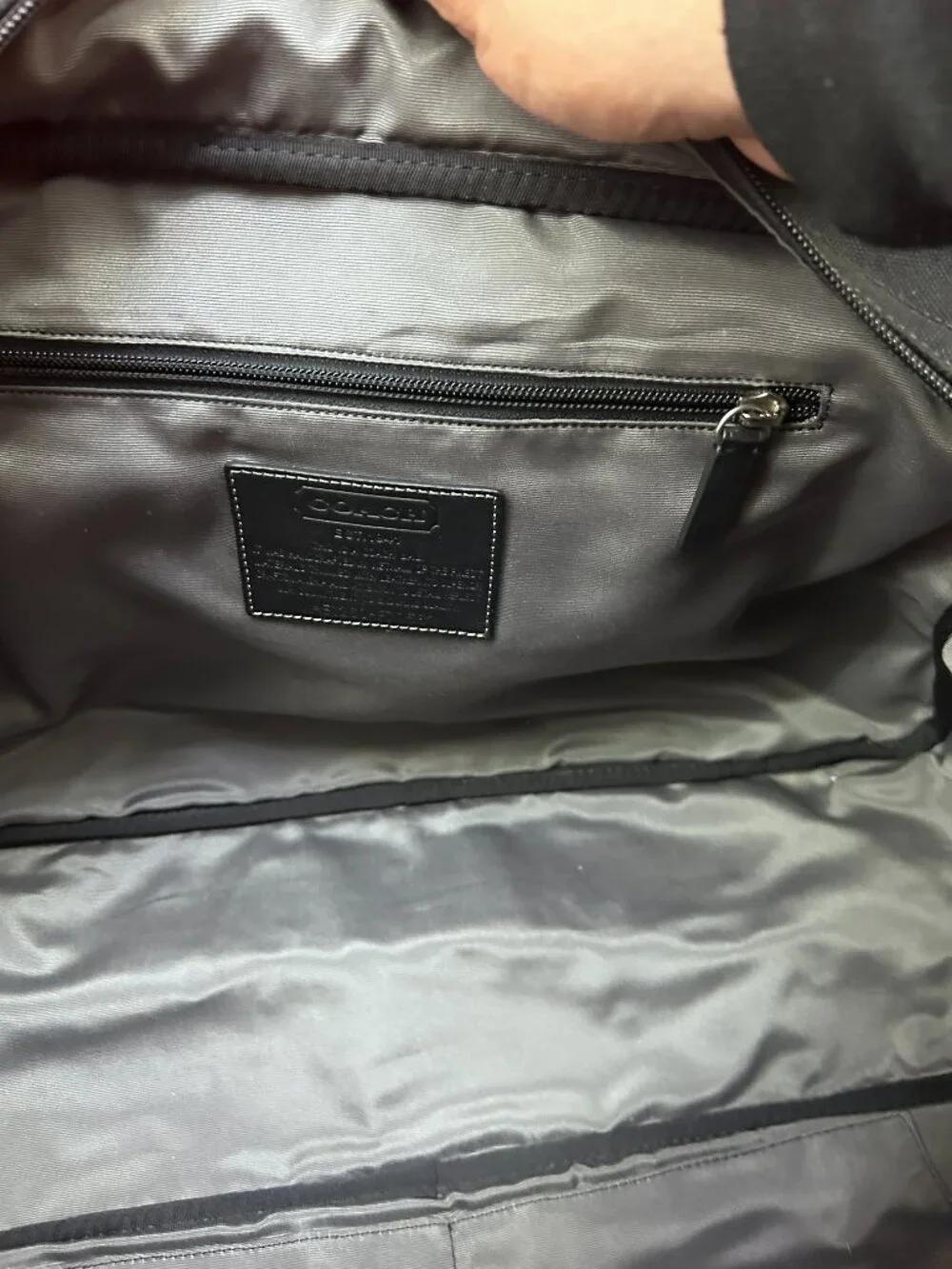 Coach black duffle bag canvas leather trim weekender travel gym bag unisex - Picture 12 of 14
